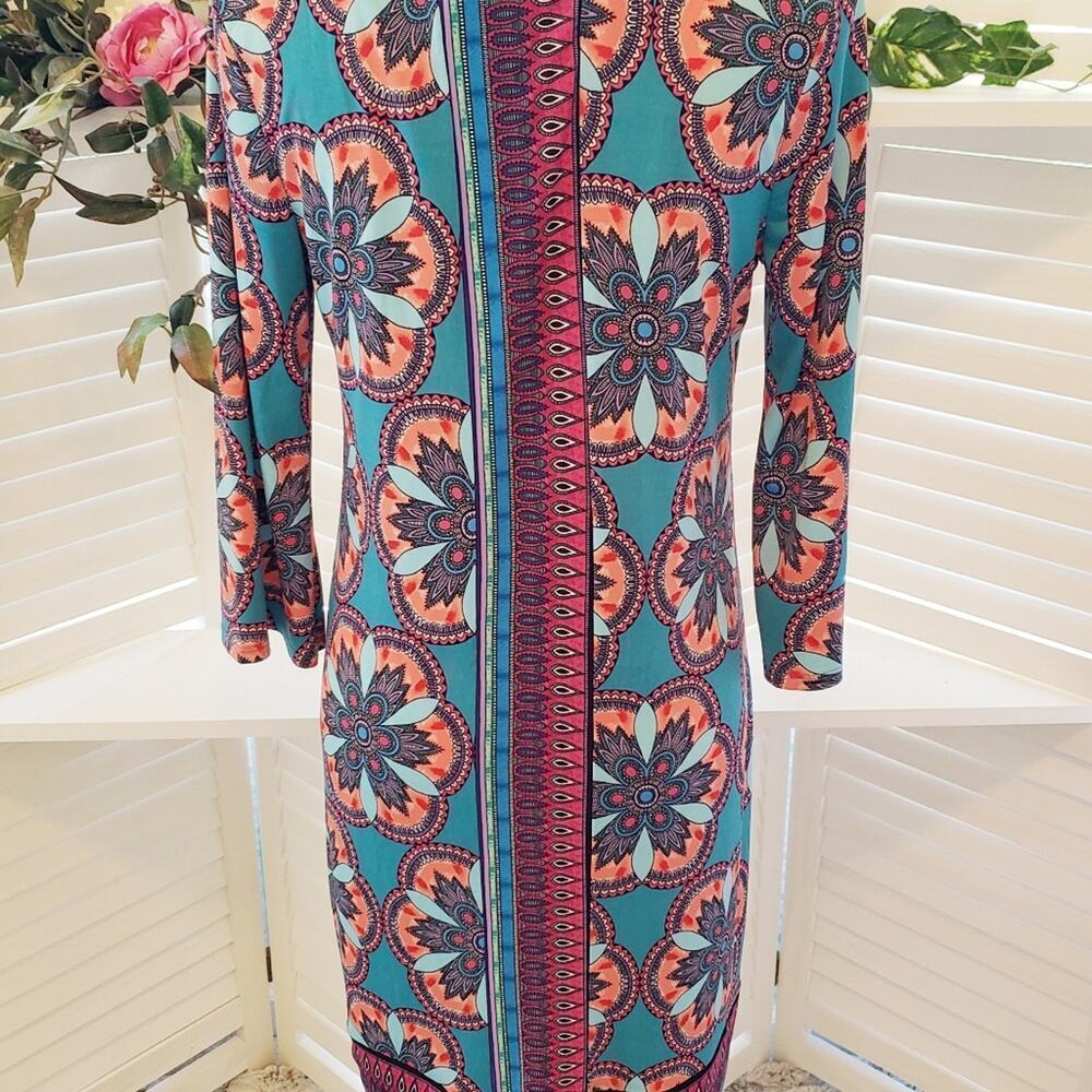 NICOLE BY NICOLE MILLER MOD TURQUOISE PURPLE DRESS - Picture 5 of 6